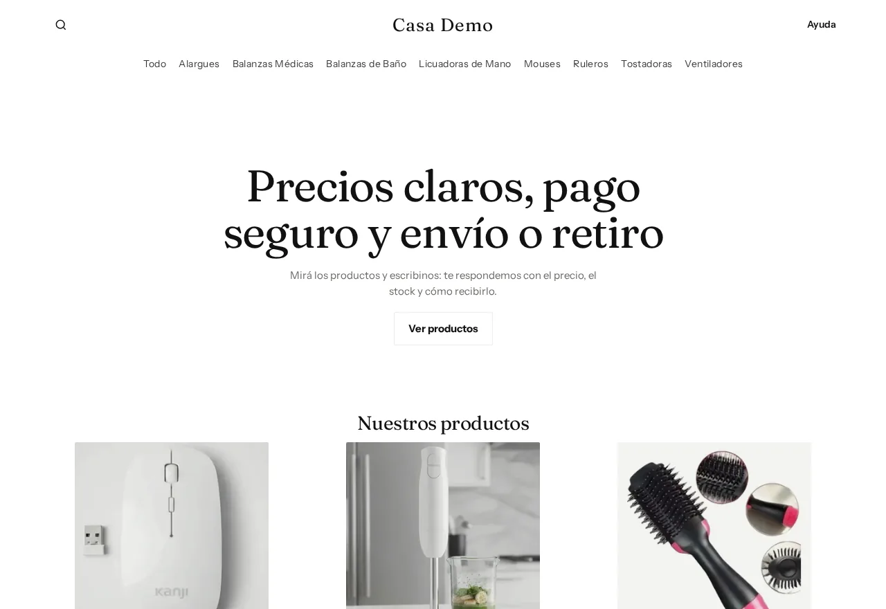 Tienda de ejemplo con la plantilla Minimal
